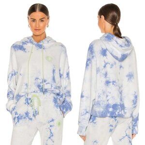 NEW Daydreamer Sunny People Tie Dye Crop Hoodie Periwinkle Cloud Size Small Boho
